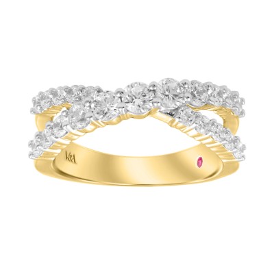 18K YELLOW GOLD 1CT ROUND DIAMOND LADIES FASHION RING