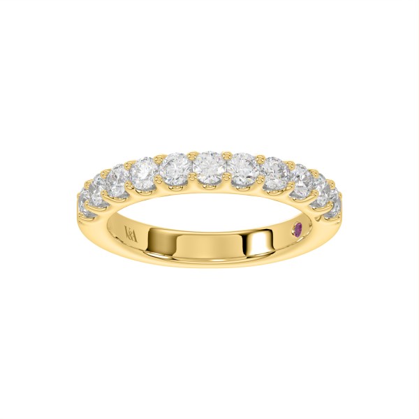 18K YELLOW GOLD 3/4CT ROUND DIAMOND LADIES BAND ...