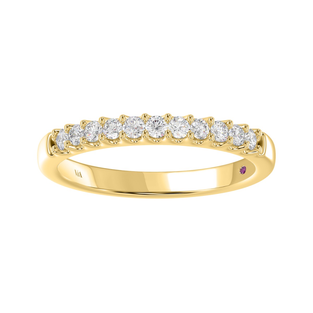 18K YELLOW GOLD 1/4CT ROUND DIAMOND LADIES BAND 