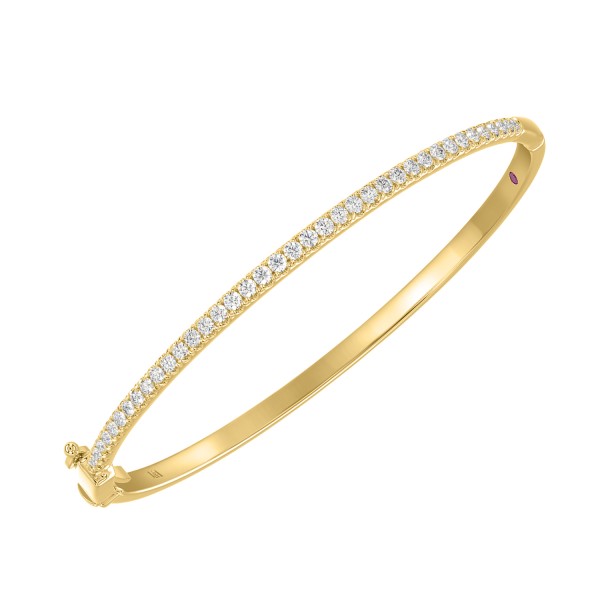 18K YELLOW GOLD 1CT ROUND DIAMOND LADIES BANGLE ...