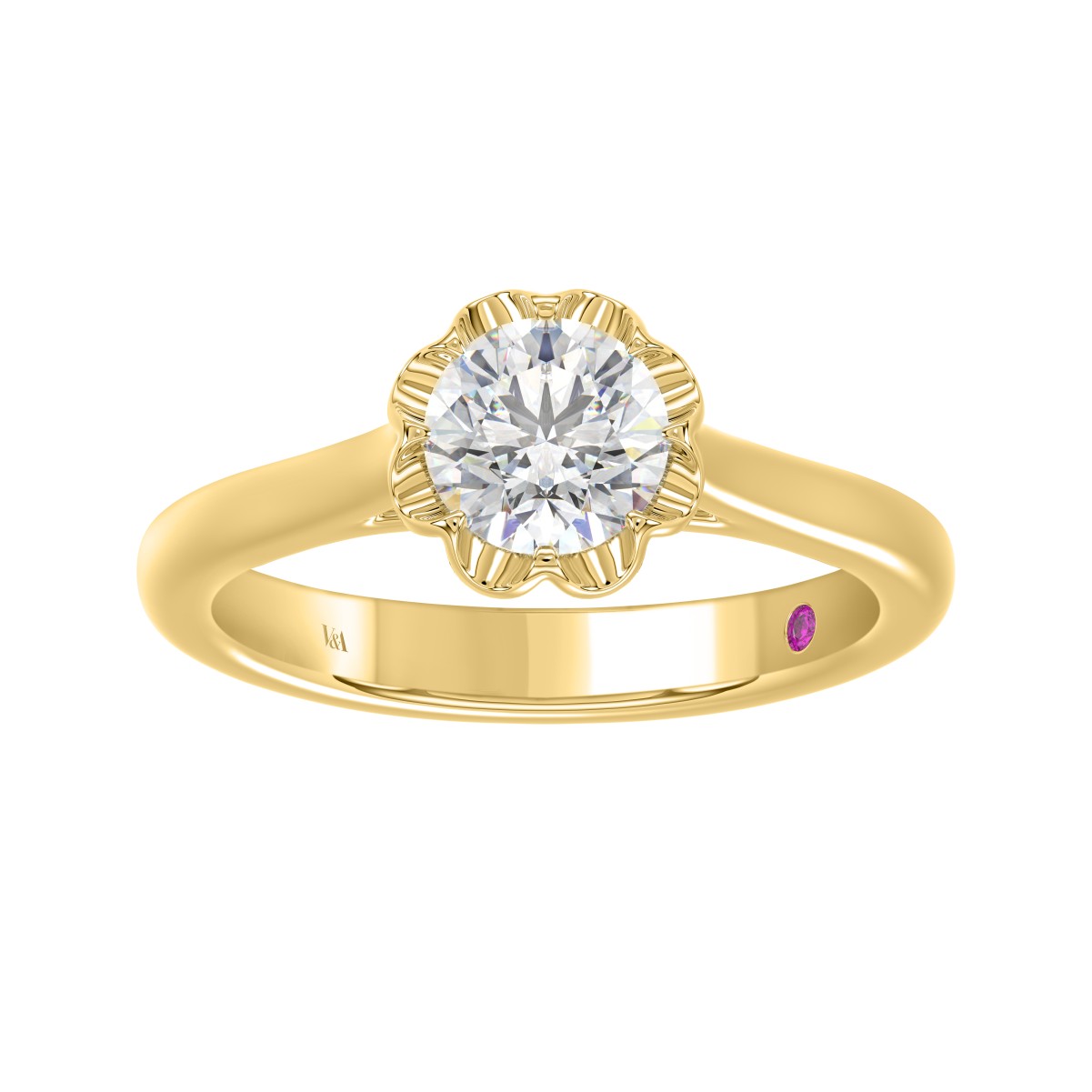 18K YELLOW GOLD 1CT ROUND DIAMOND LADIES RING(CENTER STONE ROUND DIAMOND 1CT)