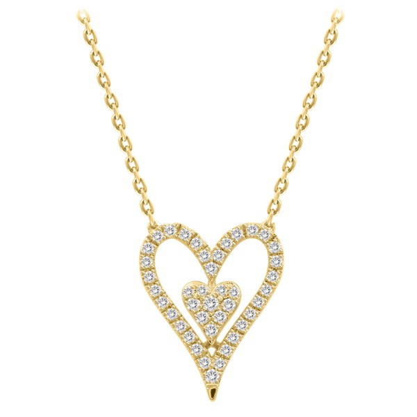 18K YELLOW GOLD 1/4CT ROUND DIAMOND LADIES NECKLAC...