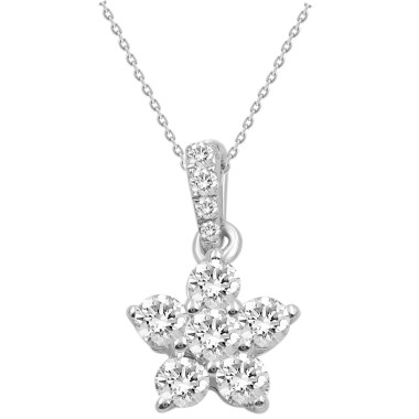 18K WHITE GOLD 1/3CT ROUND DIAMOND LADIES PENDANT WITH CHAIN  