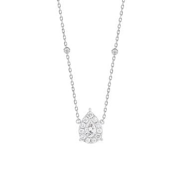 18K WHITE GOLD 1CT ROUND/PEAR DIAMOND LADIES NECKLACE 