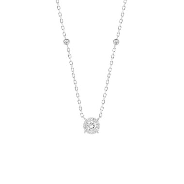 18K WHITE GOLD 1/2CT ROUND DIAMOND LADIES NECKLACE 