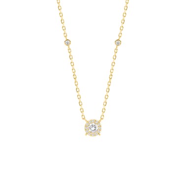 18K YELLOW GOLD 1/2CT ROUND DIAMOND LADIES NECKLACE 