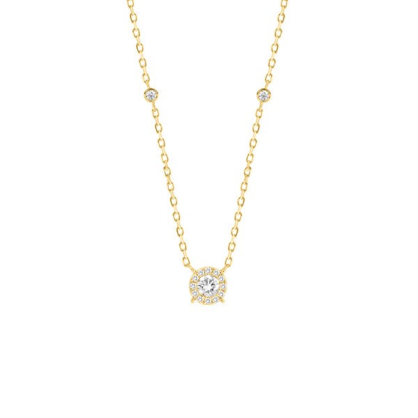 18K YELLOW GOLD 1/2CT ROUND DIAMOND LADIES NECKLAC...