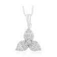 18K WHITE GOLD 1/4CT ROUND/BAGUETTE DIAMOND LADIES PENDANT WITH CHAIN  