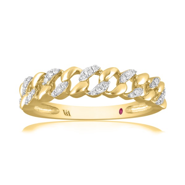 18K YELLOW GOLD 1/6CT ROUND DIAMOND LADIES FASHION...