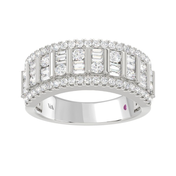 18K WHITE GOLD 1CT ROUND/BAGUETTE DIAMOND LADIES B...