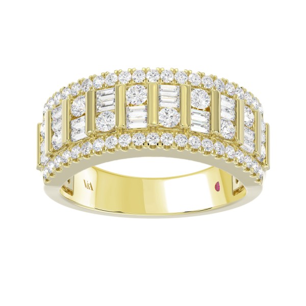 18K YELLOW GOLD 1CT ROUND/BAGUETTE DIAMOND LADIES ...