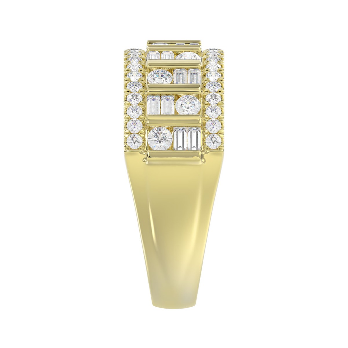 18K YELLOW GOLD 1CT ROUND/BAGUETTE DIAMOND LADIES BAND 