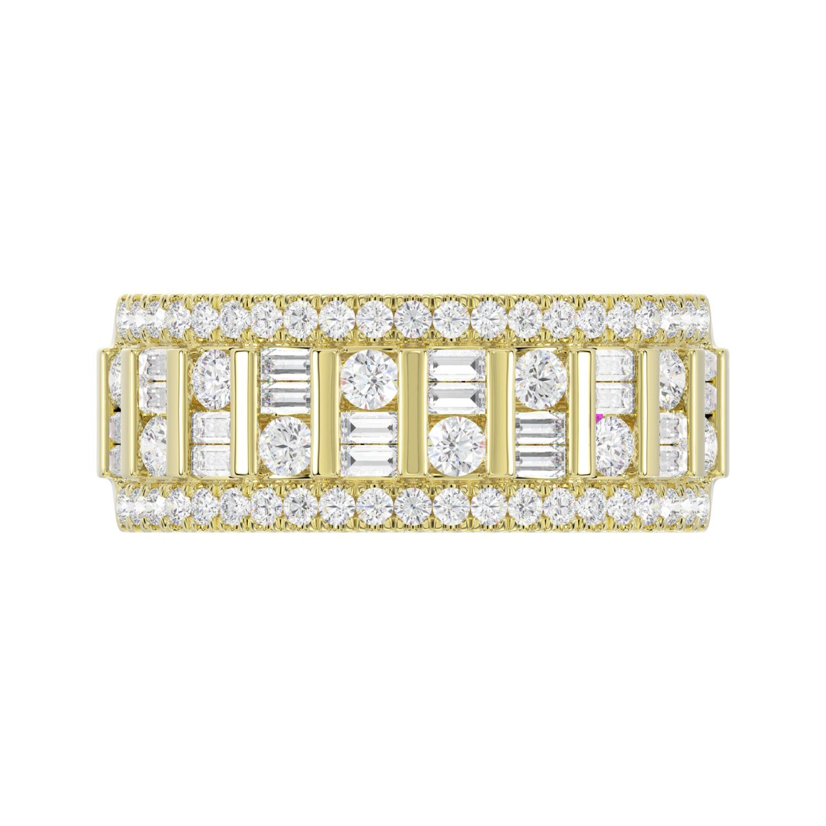 18K YELLOW GOLD 1CT ROUND/BAGUETTE DIAMOND LADIES BAND 