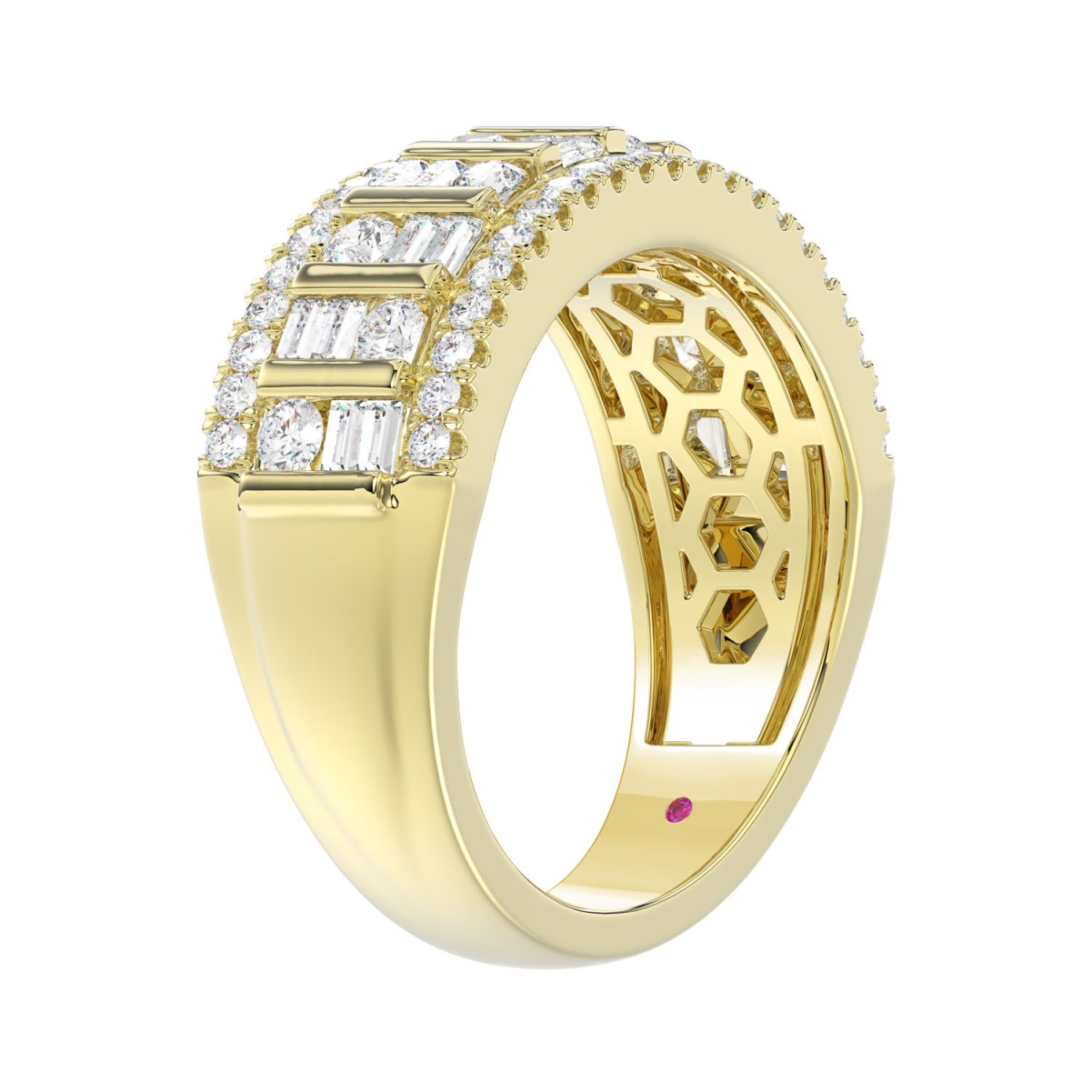 18K YELLOW GOLD 1CT ROUND/BAGUETTE DIAMOND LADIES BAND 