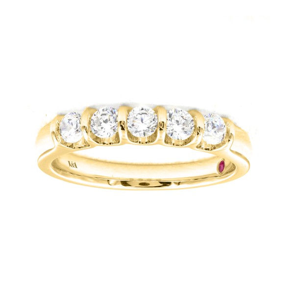 18K YELLOW GOLD 1/2CT ROUND DIAMOND LADIES BAND ...