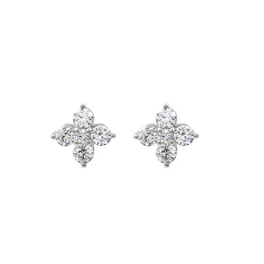 18K WHITE GOLD 1/2CT ROUND DIAMOND LADIES EARRINGS 