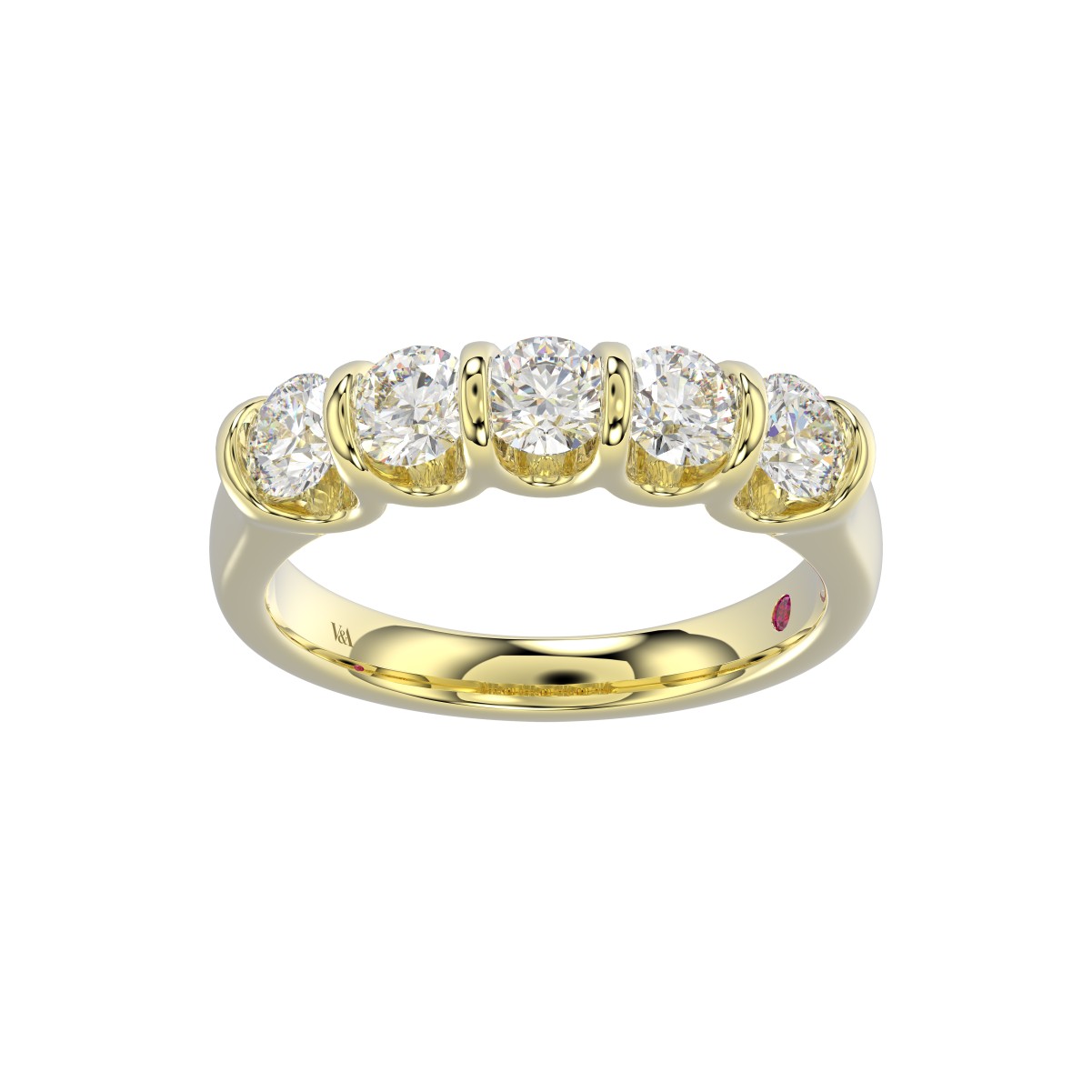 18K YELLOW GOLD 1CT ROUND DIAMOND LADIES BAND 