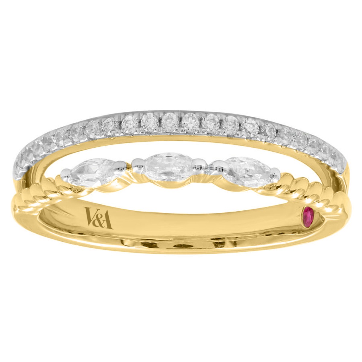 18K YELLOW GOLD 1/3CT ROUND/MARQUISE DIAMOND LADIES BAND 