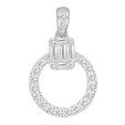 18K WHITE GOLD 1/3CT ROUND/BAGUETTE DIAMOND LADIES PENDANT WITH CHAIN  