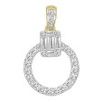 18K YELLOW GOLD 1/3CT ROUND/BAGUETTE DIAMOND LADIES PENDANT WITH CHAIN  