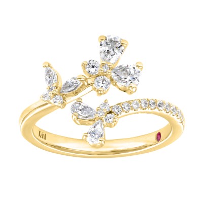 18K YELLOW GOLD 5/8CT ROUND/MARQUISE/PEAR DIAMOND LADIES FASHION RING