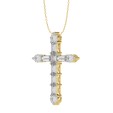 18K YELLOW GOLD 1 1/6CT ROUND/BAGUETTE DIAMOND LADIES PENDANT WITH CHAIN  