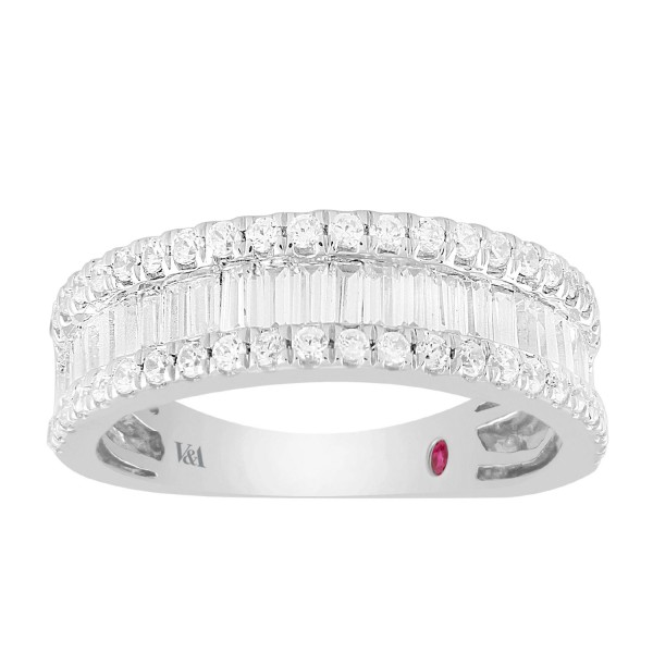 18K WHITE GOLD 1CT ROUND/BAGUETTE DIAMOND LADIES B...