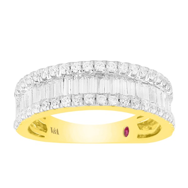 18K YELLOW GOLD 1CT ROUND/BAGUETTE DIAMOND LADIES ...