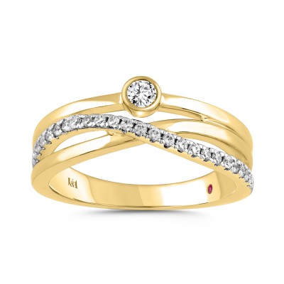 18K YELLOW GOLD 1/4CT ROUND DIAMOND LADIES RING 