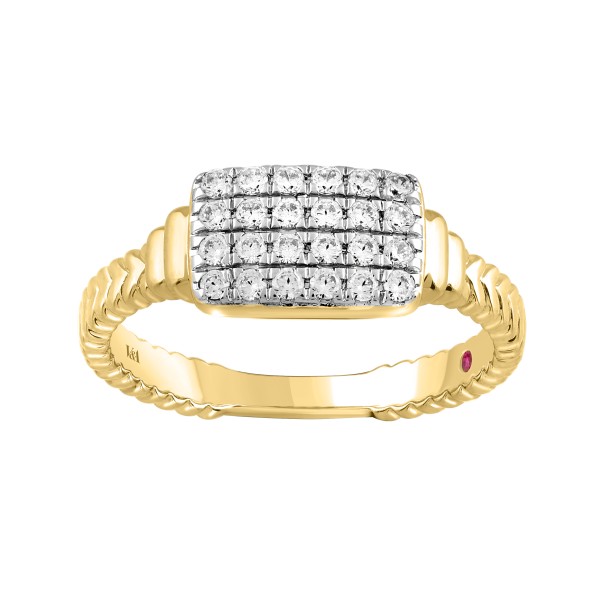 18K YELLOW GOLD 1/4CT ROUND DIAMOND LADIES RING...