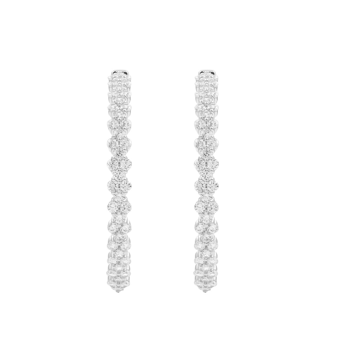 18K WHITE GOLD 4CT ROUND DIAMOND LADIES HOOPS EARRINGS 