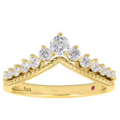 18K YELLOW GOLD 1/2CT ROUND DIAMOND LADIES RING 