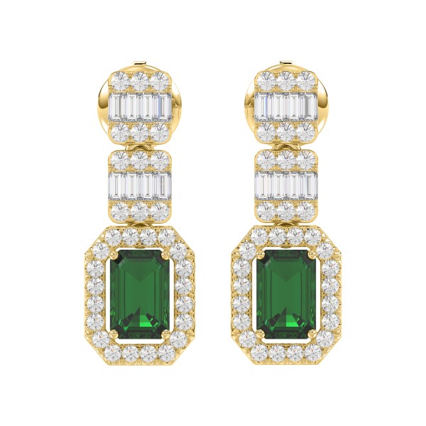 18K YELLOW GOLD 1 7/8CT ROUND/BAGUETTE/EMERALD DIA...