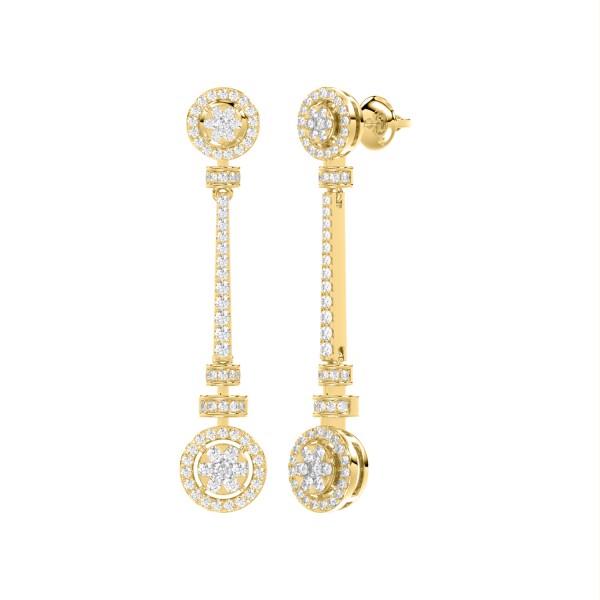 18K YELLOW GOLD 1CT ROUND DIAMOND LADIES EARRINGS ...