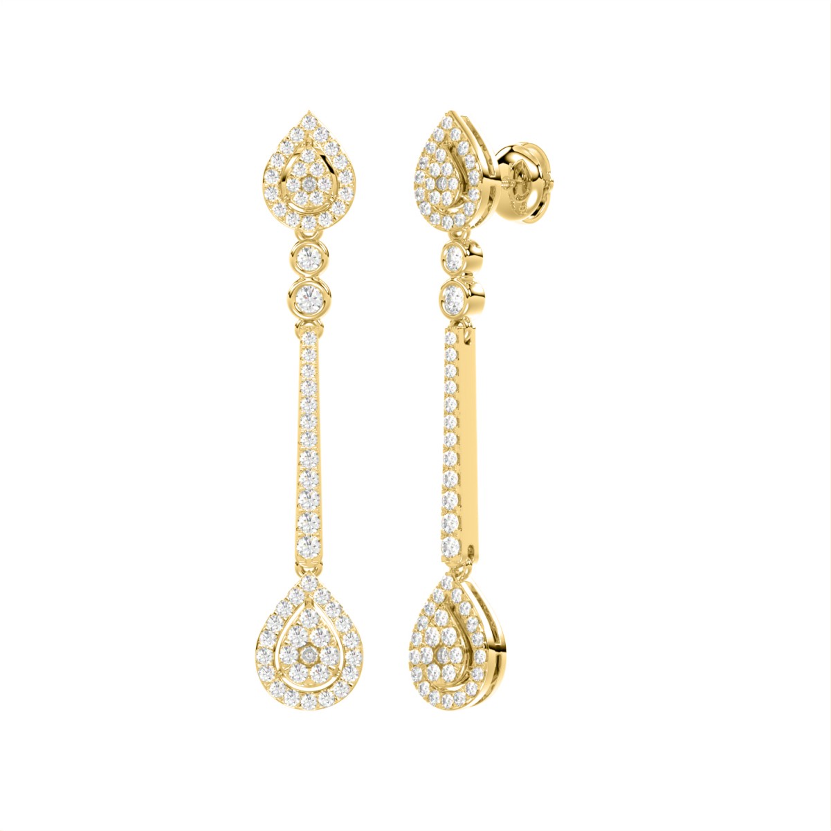 18K YELLOW GOLD 1CT ROUND DIAMOND LADIES EARRINGS 