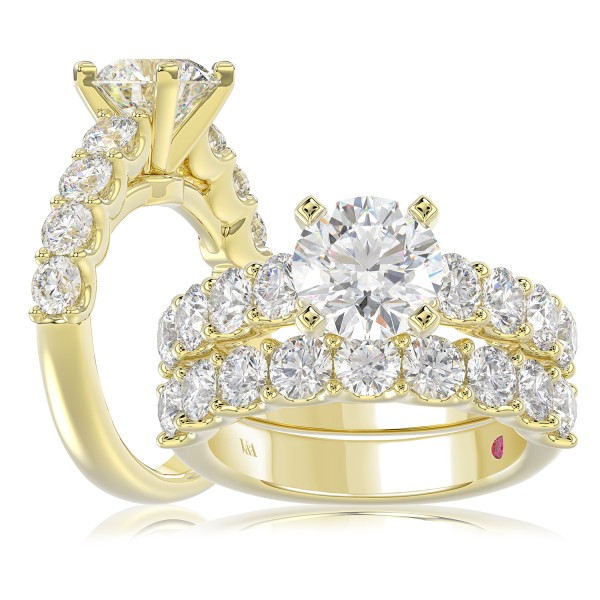 18K YELLOW GOLD 3.00CT ROUND DIAMOND SEMI MOUNT LA...