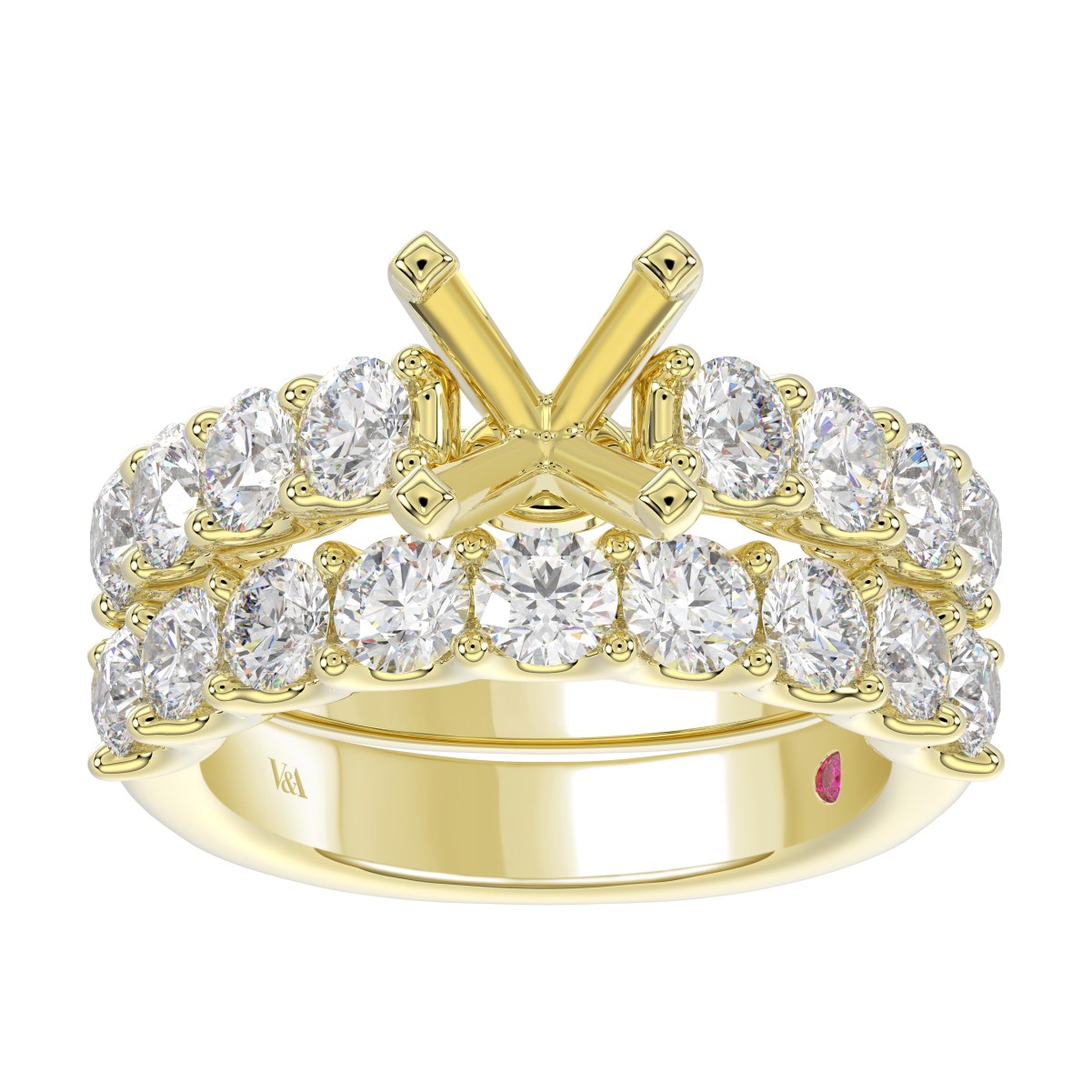 18K YELLOW GOLD 3.00CT ROUND DIAMOND SEMI MOUNT LADIES BRIDAL SET (CENTER STONE ROUND DIAMOND 2.00CT)