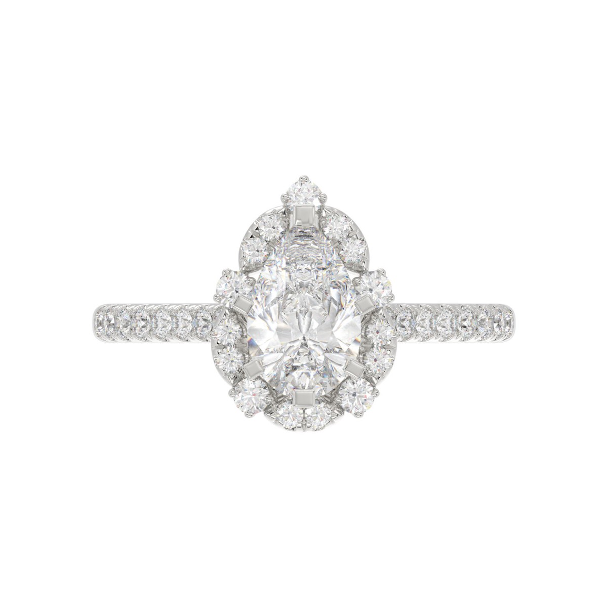 18K WHITE GOLD 1/3CT ROUND DIAMOND LADIES SEMI MOUNT RING(CENTER STONE MOUNT PEAR DIAMOND 1CT)