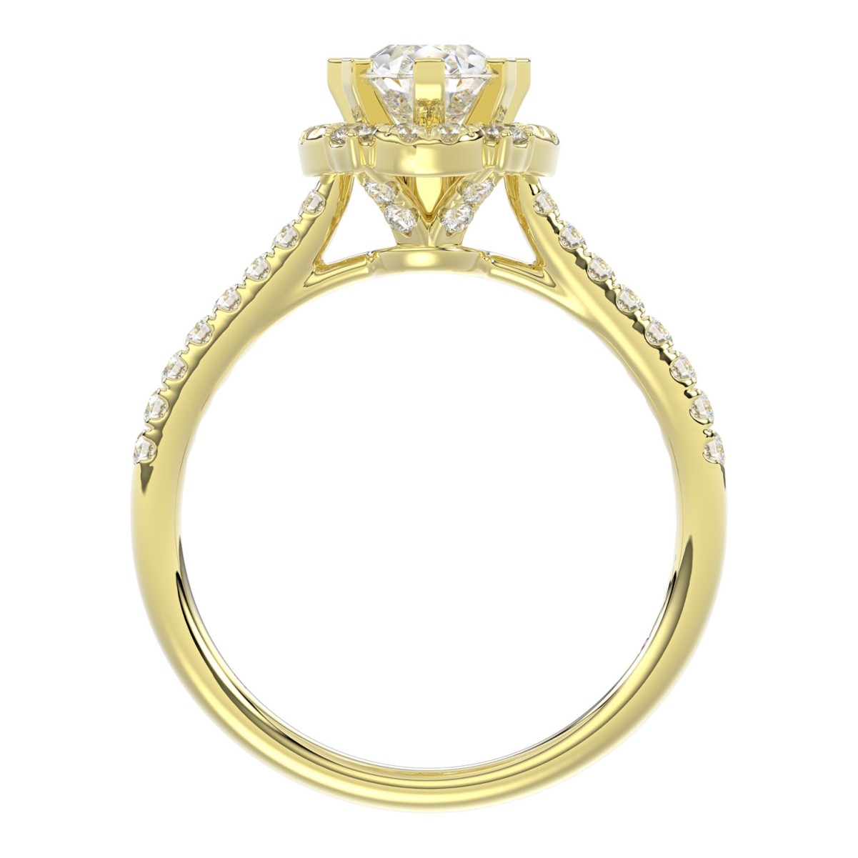 18K YELLOW GOLD 1/3CT ROUND DIAMOND LADIES SEMI MOUNT RING(CENTER STONE PEAR DIAMOND 1CT)