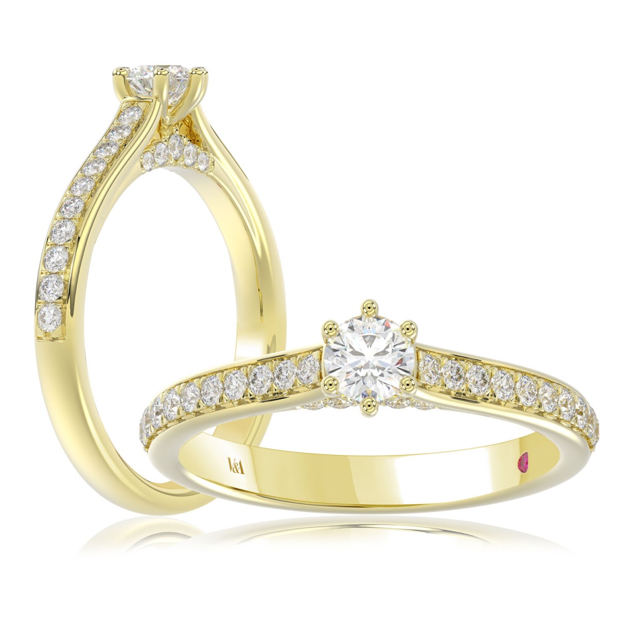 18K YELLOW GOLD 1/2CT ROUND DIAMOND LADIES RING 