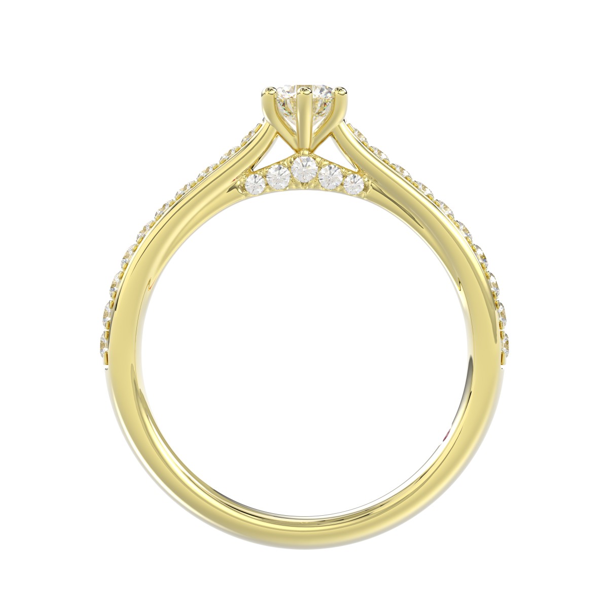 18K YELLOW GOLD 1/2CT ROUND DIAMOND LADIES RING 