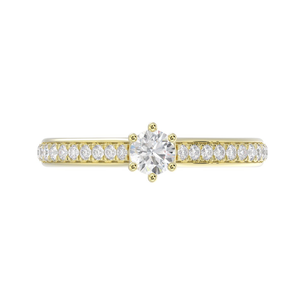 18K YELLOW GOLD 1/2CT ROUND DIAMOND LADIES RING 