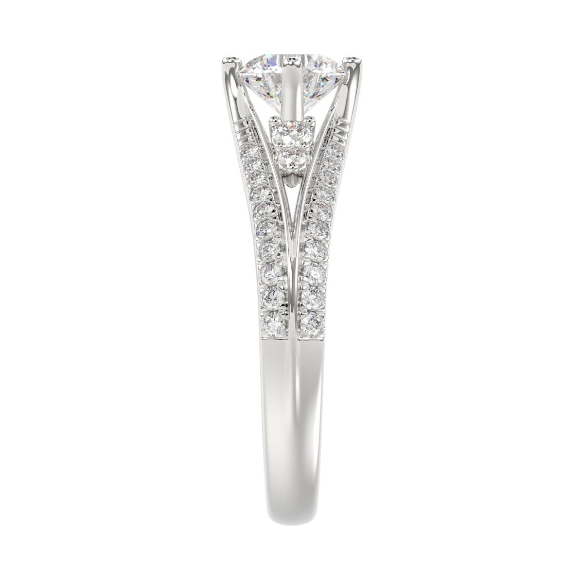 18K WHITE GOLD 1 1/3CT ROUND DIAMOND LADIES RING(CENTER STONE ROUND DIAMOND 7/8CT)