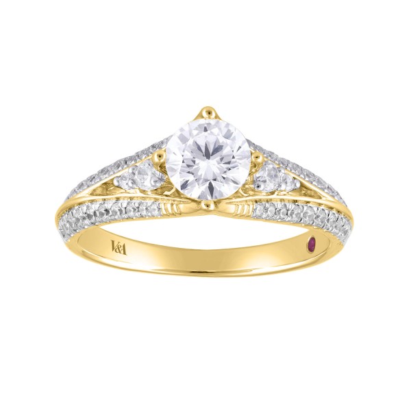 18K YELLOW GOLD 1 1/3CT ROUND DIAMOND LADIES RING(...