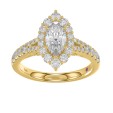 18K YELLOW GOLD 1 3/4CT ROUND/MARQUISE DIAMOND LADIES RING (CENTER STONE MARQUISE DIAMOND 1.00CT)