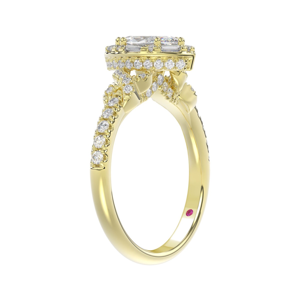 18K YELLOW GOLD 1 1/4CT ROUND/MARQUISE DIAMOND LADIES RING(CENTER STONE MARQUISE DIAMOND 3/4CT)