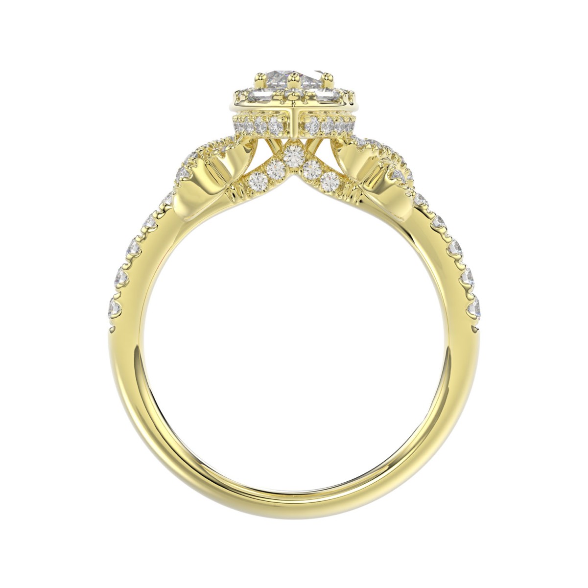18K YELLOW GOLD 1 1/4CT ROUND/MARQUISE DIAMOND LADIES RING(CENTER STONE MARQUISE DIAMOND 3/4CT)
