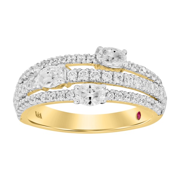 18K YELLOW GOLD 1.00CT ROUND/OVAL DIAMOND LADIES F...