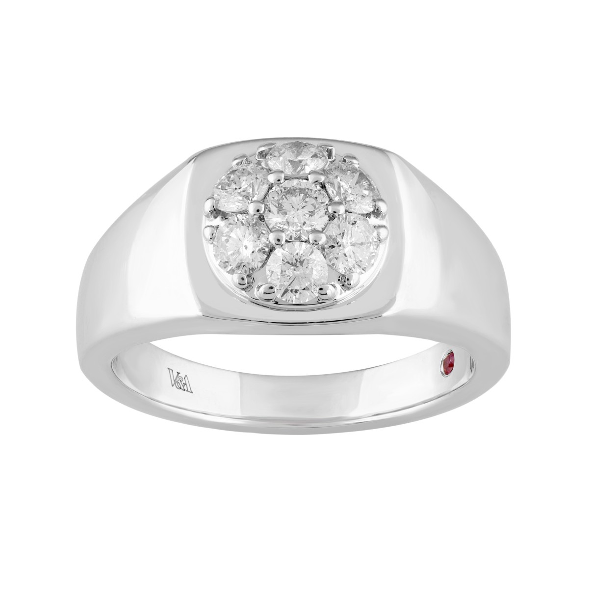 18K WHITE GOLD 1CT ROUND DIAMOND MEN'S RING 