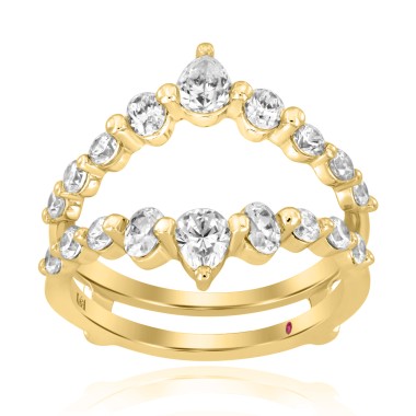 18K YELLOW GOLD 1 1/4CT ROUND/OVAL/PEAR DIAMOND LADIES WRAP RING 